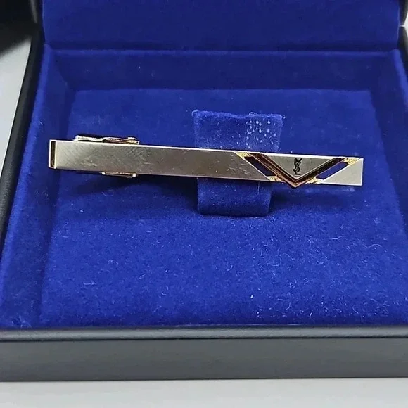 Yves Saint Laurent Gold and Silver Tone Tie Bar in Box - Picture 2 of 5